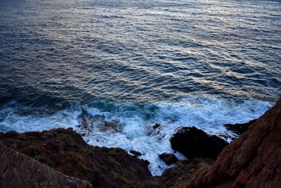 High angle view of sea waves