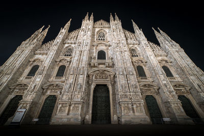 Low angle view of building at night