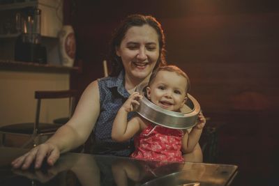 Portrait of happy mother and daughter