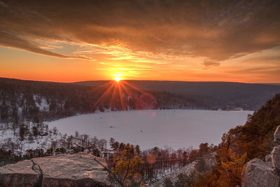 Scenic view of landscape against sky during sunset