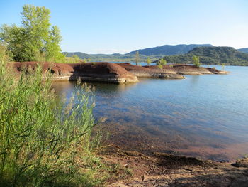 Scenic view of lake against sky