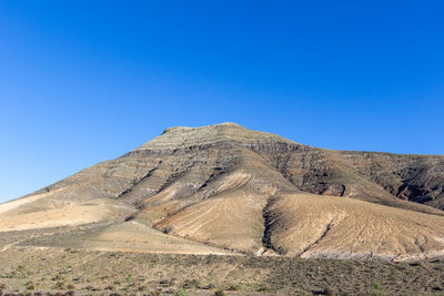 Volcanic landscape with lava field  and mountain with different colours  on canary island lanzarote