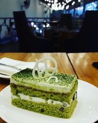 Close-up of dessert in plate on table