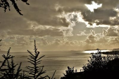 Scenic view of sea against sky at sunset