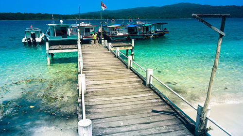 View of jetty in sea