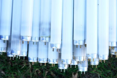 Close-up of tube lights on field