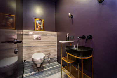 Chairs and tables in bathroom at home