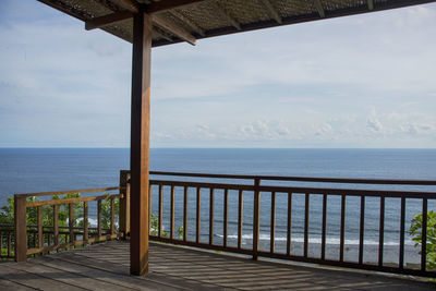 Scenic view of sea against cloudy sky