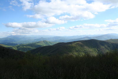 Scenic view of mountains against sky