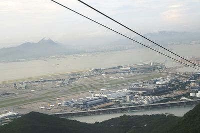 Aerial view of ski lift against sky