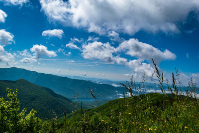 Scenic view of mountains against sky