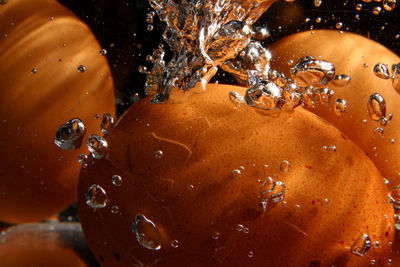 High angle view of water drops on glass