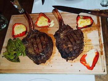 High angle view of food on table