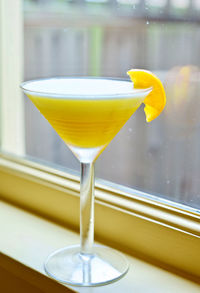 Close-up of yellow drink