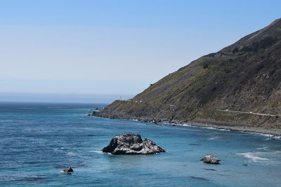 Scenic view of sea against clear sky