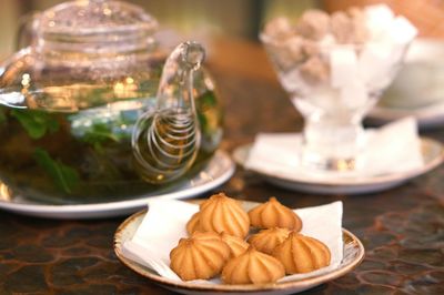 Close-up of food on table