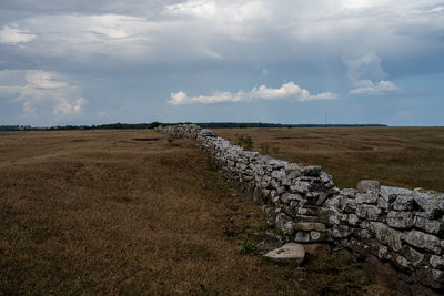 Scenic view of land against sky