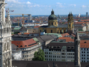 High angle view of buildings in city