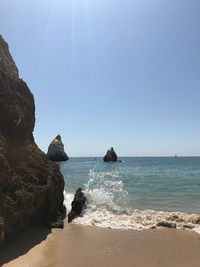 Scenic view of sea against clear sky