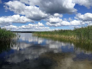 Scenic view of lake against sky