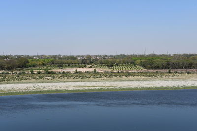 Scenic view of landscape against clear sky