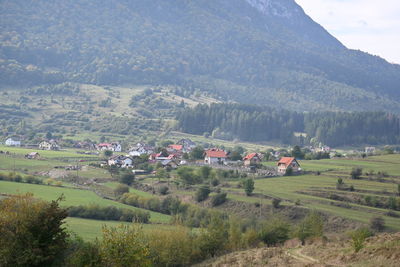 High angle view of townscape against sky