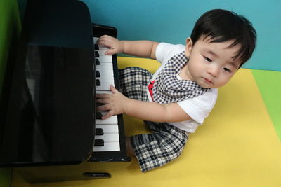 Boy playing guitar