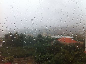 Close-up of water drops on glass