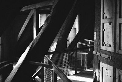 Low angle view of bridge in abandoned building