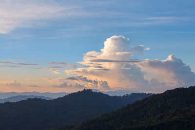 Low angle view of silhouette mountain against sky during sunset