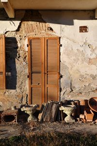 Close-up of abandoned building