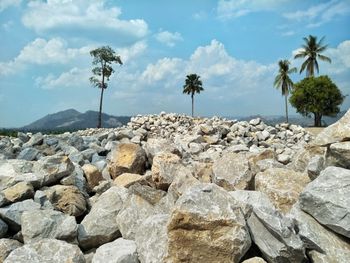 Scenic view of rocks against sky