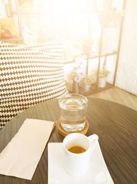 Coffee cup on table