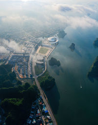 High angle view of city