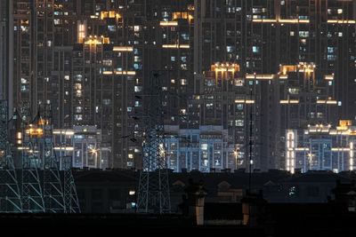 View of modern buildings at night