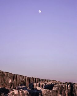 Scenic view of rock formation against clear blue sky