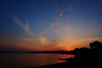 Scenic view of sea at sunset