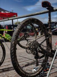 Bicycle parked at parking lot