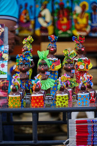 Close-up of toys for sale in market