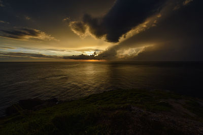 Scenic view of sea against sky during sunset