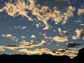 Low angle view of silhouette trees against sky during sunset