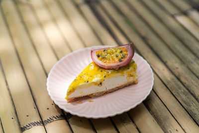 High angle view of breakfast on table