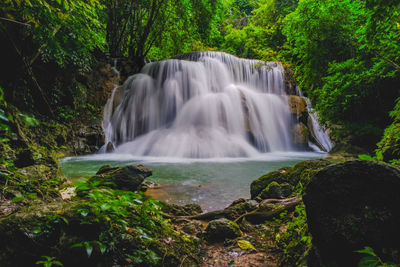 View of waterfall in forest