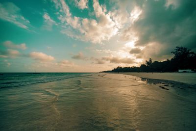 Scenic view of sea against sky during sunset