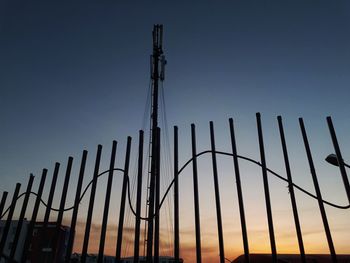 Low angle view of construction site against clear sky