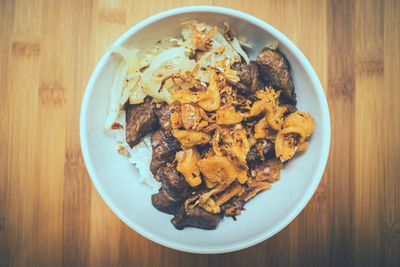 High angle view of meal served in plate