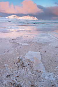 Scenic view of beach against sky