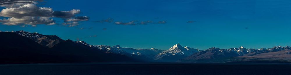 Scenic view of mountains against cloudy sky