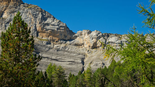 Scenic view of rocky mountains against clear sky