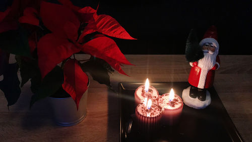 Close-up of christmas decorations on table